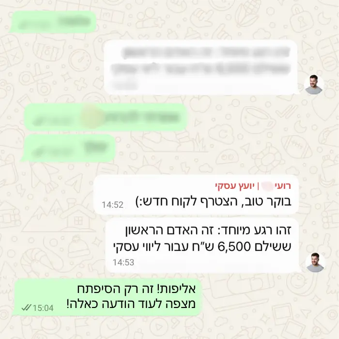 הודעת תודה על שירותי שיווק דיגיטלי מרועי - יועץ עסקי